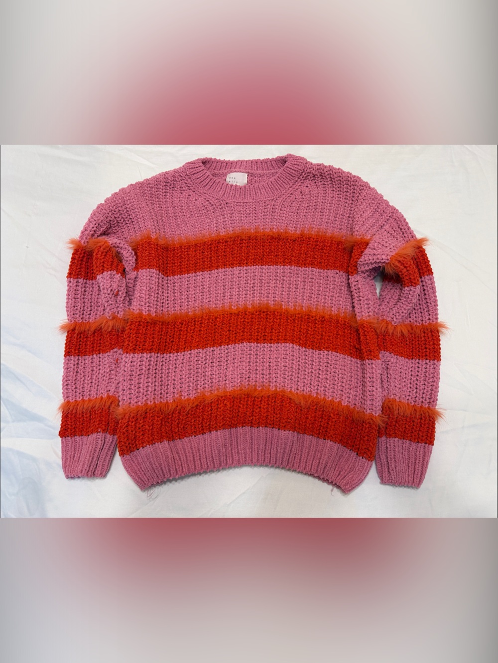 Striped Crewneck Sweater in Pink and Red
